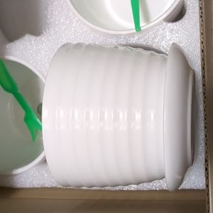 4.7 Inch Cylinder Ceramic Planters with Connected Saucer, Pots